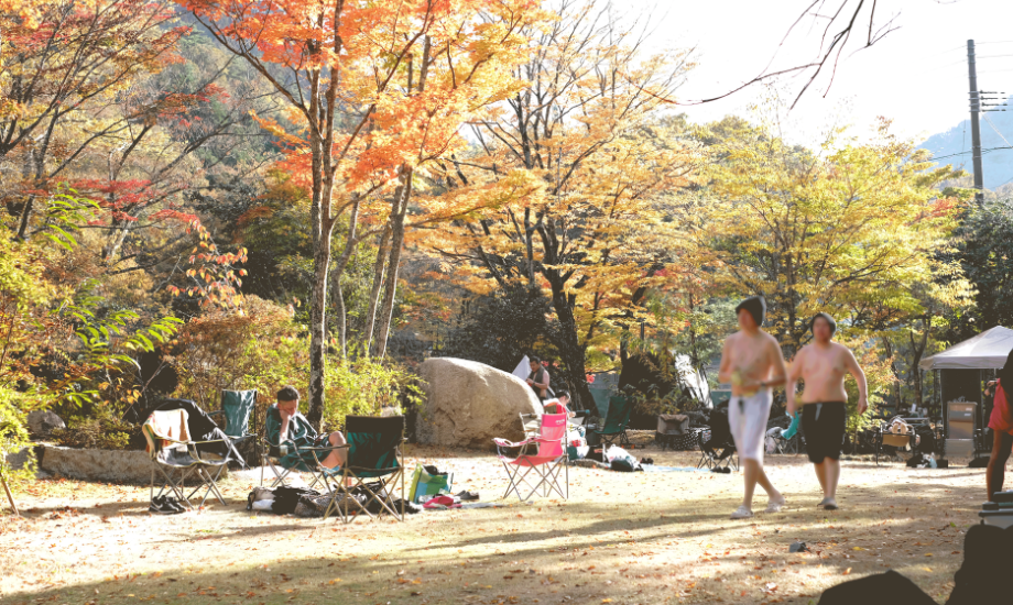 秋の「不動尊キャンプ場」にて行ったサウナイベントの様子